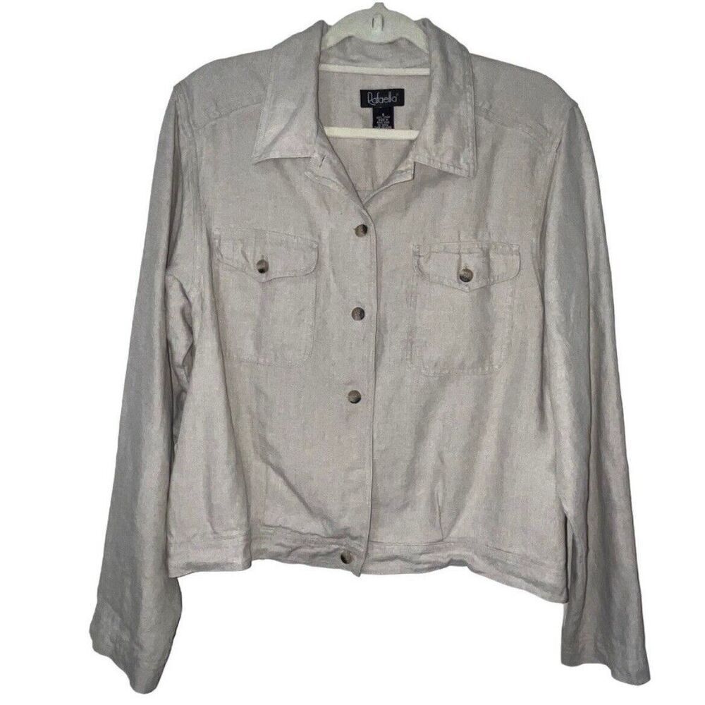 Rafaella Women’s Linen Jacket Size 8 Tan Summer Natural Minimalist